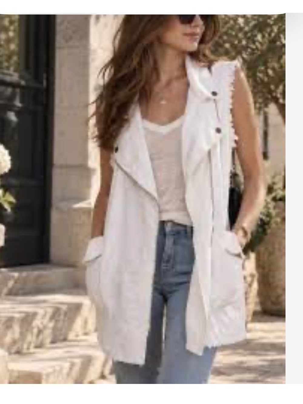 Free people white moto vest/dress